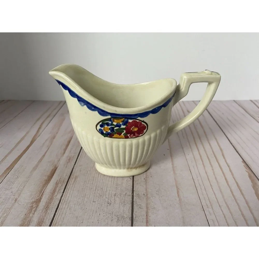 Ridgways Hand Painted Avignon Bedford Ware‎ Flower Ivory Creamer Made in England